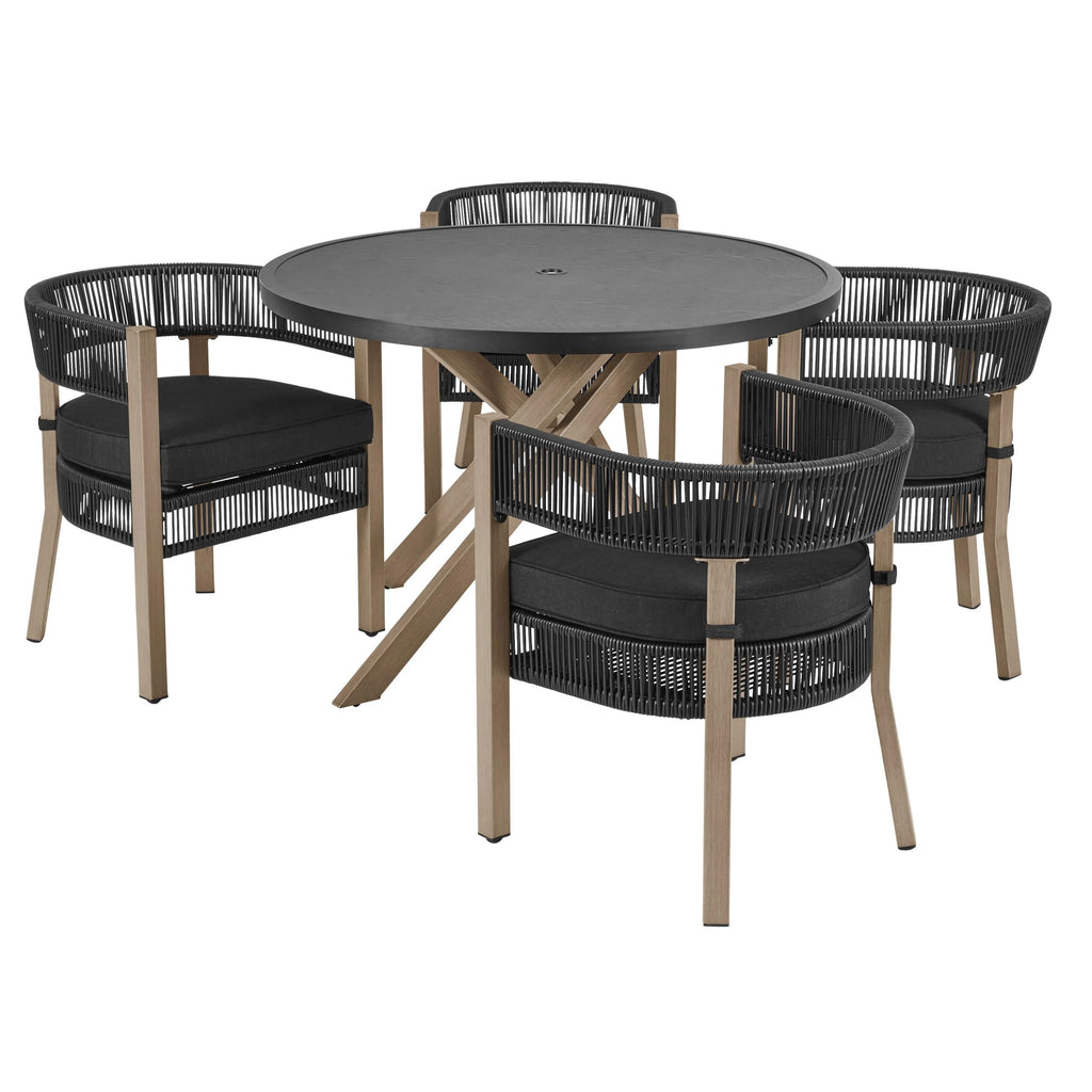 5-Piece Wicker Outdoor Dining Set, Black E721