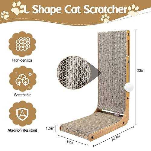 L-Shaped Cat Scratching Pad with Toy Balls for Indoor Cats and Kittens K47078