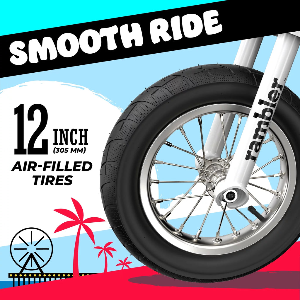 12 Seated Electric Scooter White 14 mph 12 Air-Filled Tires for Teens W76254