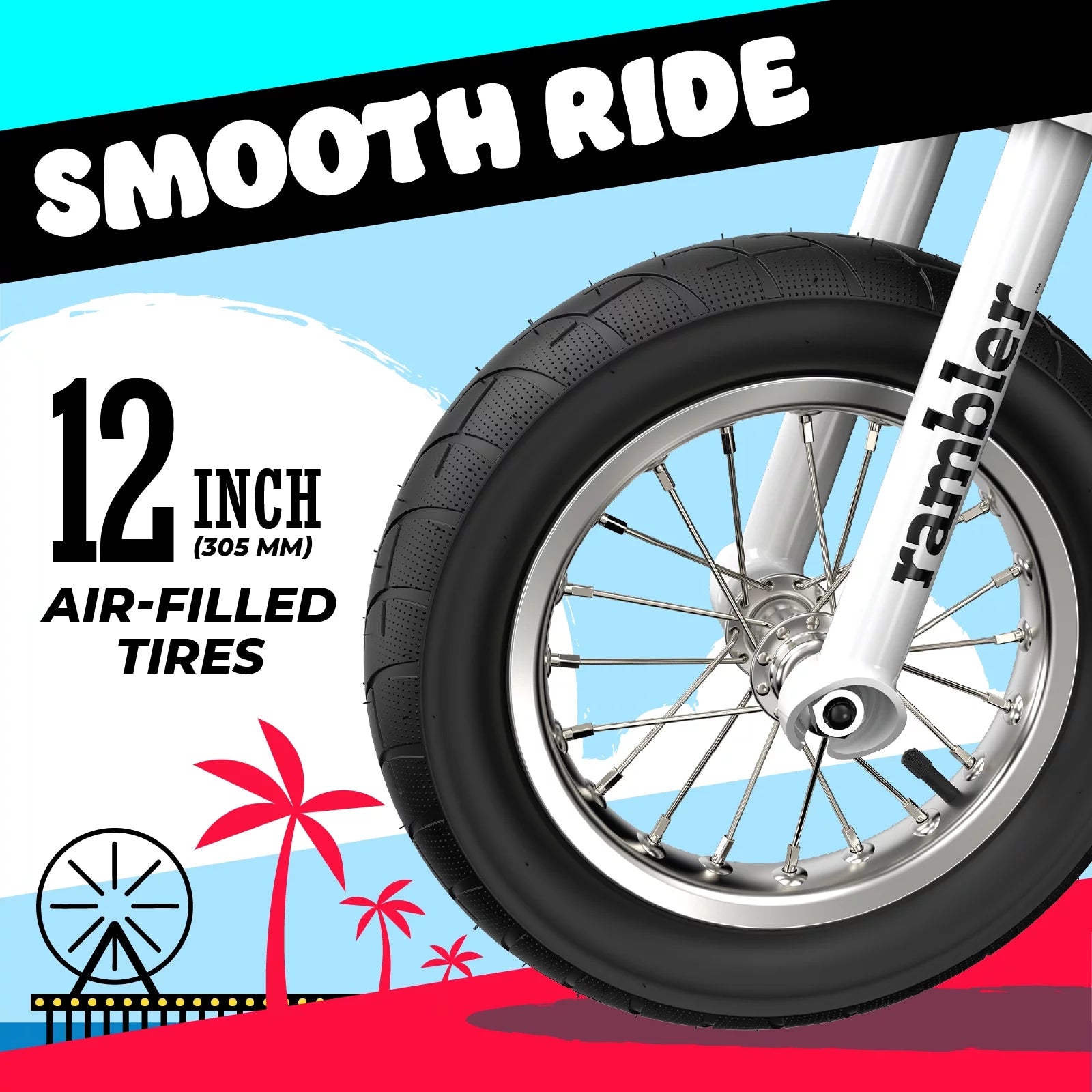 12 Seated Electric Scooter White 14 mph 12 Air-Filled Tires for Teens W76254
