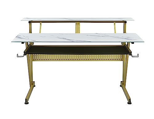 Tempered Glass Music Studio Workstation with 2 x 4U Rack B2706
