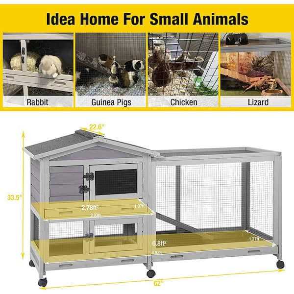 Indoor Outdoor Rabbit Hutch Bunny Cage I53128