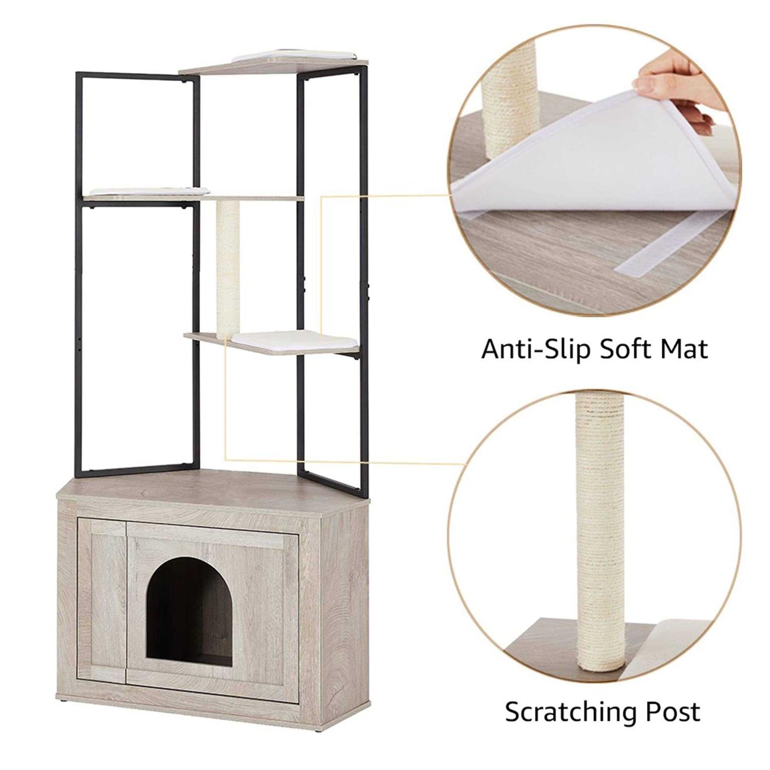 Corner Box Enclosure with Cat Tree Tower Cat Litter W50346