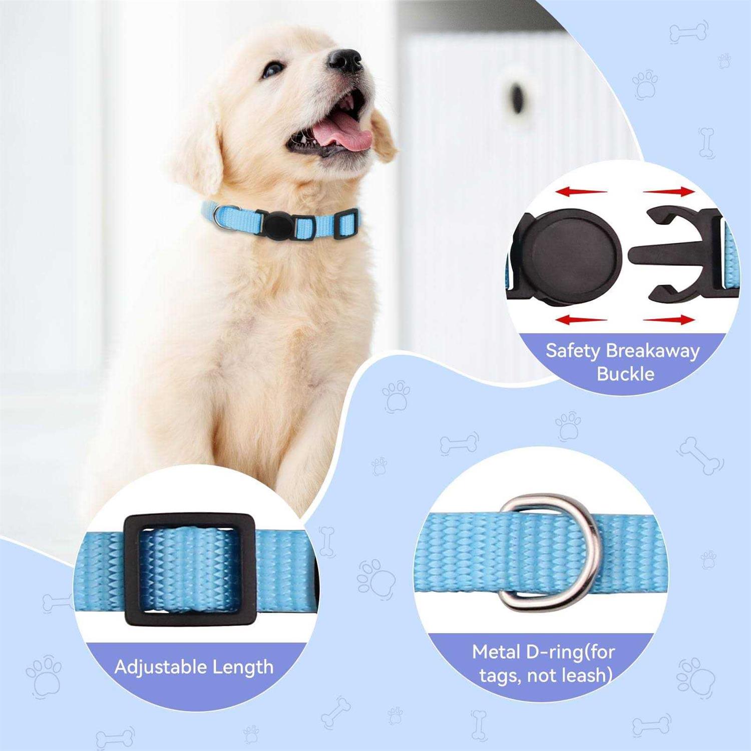 14PCS Soft Nylon Adjustable Breakaway Puppy ID Collars with Record Keeping Charts C48549