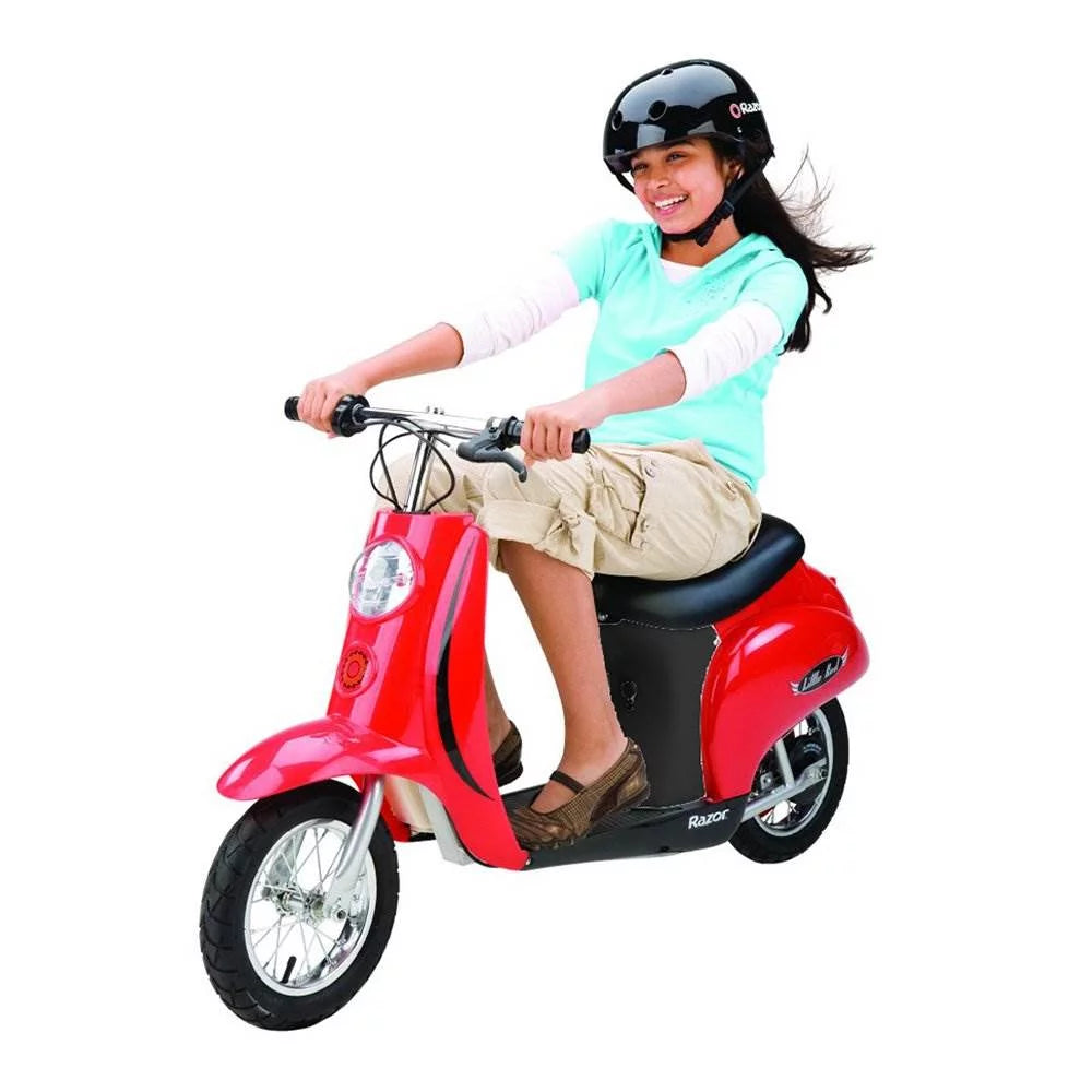 Miniature Euro 24V Electric Retro Scooters, Blue & Red M394751