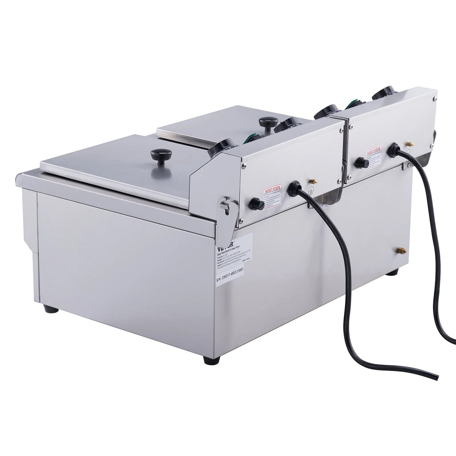 Commercial Electric Deep Fryer, Dual Tanks 3000W Countertop F7184