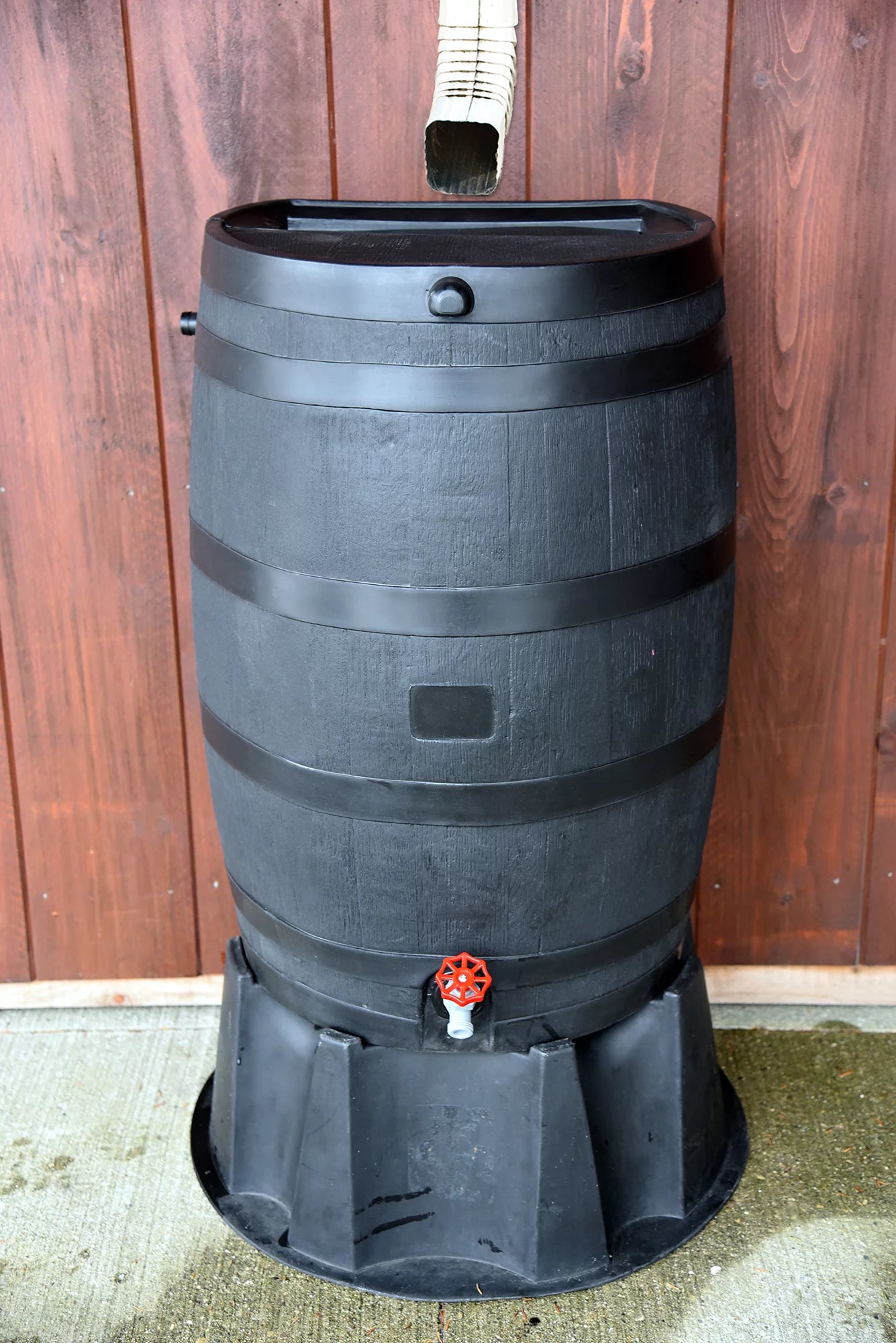 50 Gallon Flat Back Rain Barrel, Black H5609