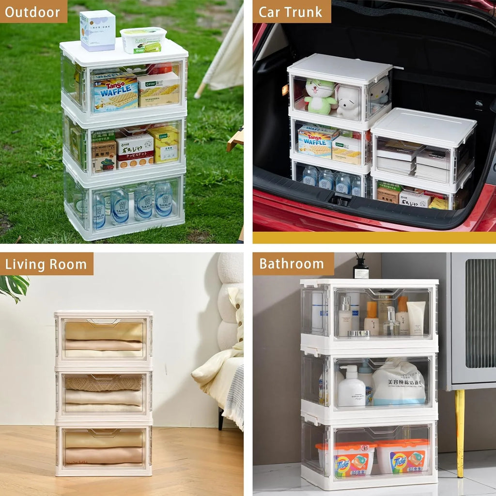 Stackable Clear Plastic Storage Bins with Lids I8250