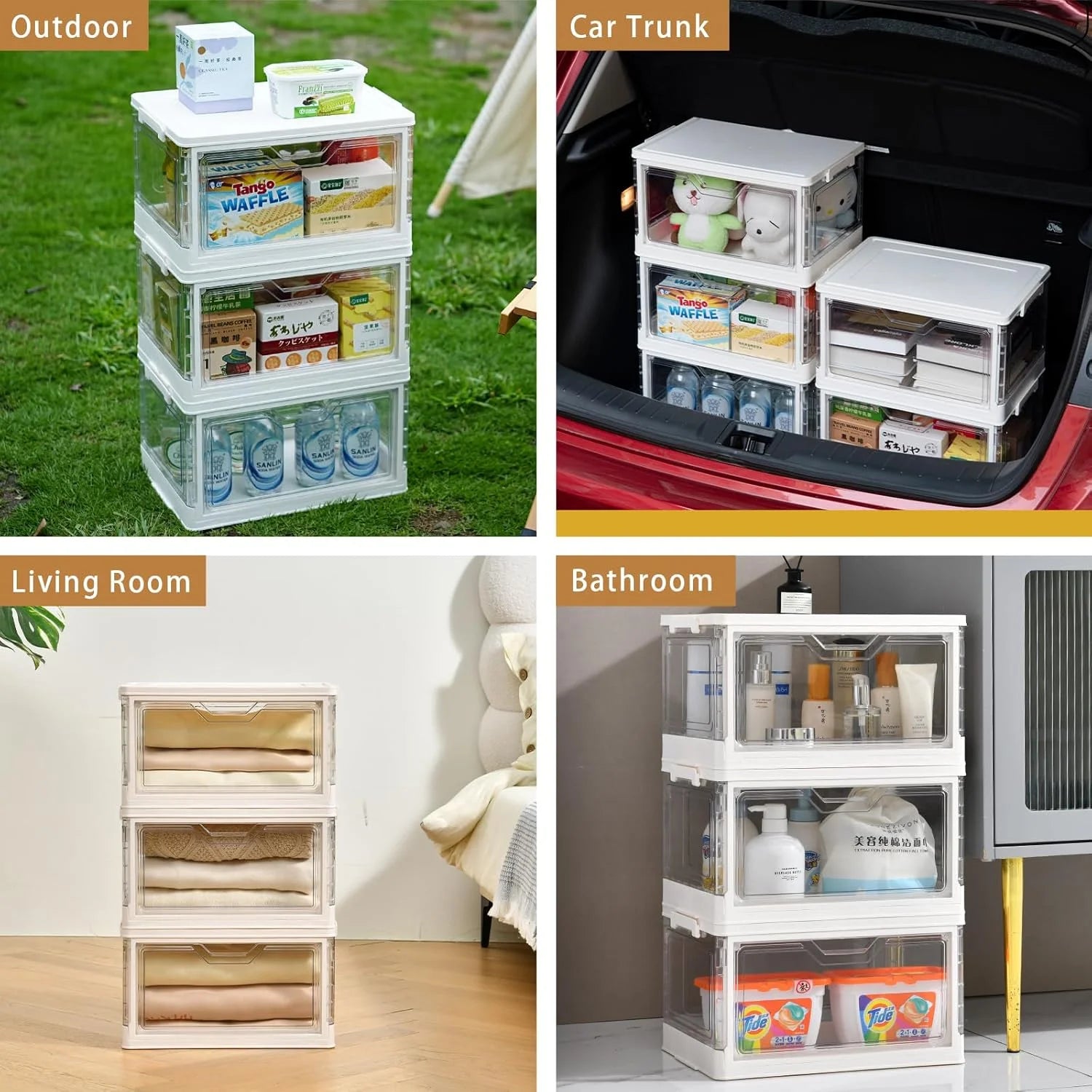Stackable Clear Plastic Storage Bins with Lids I8250