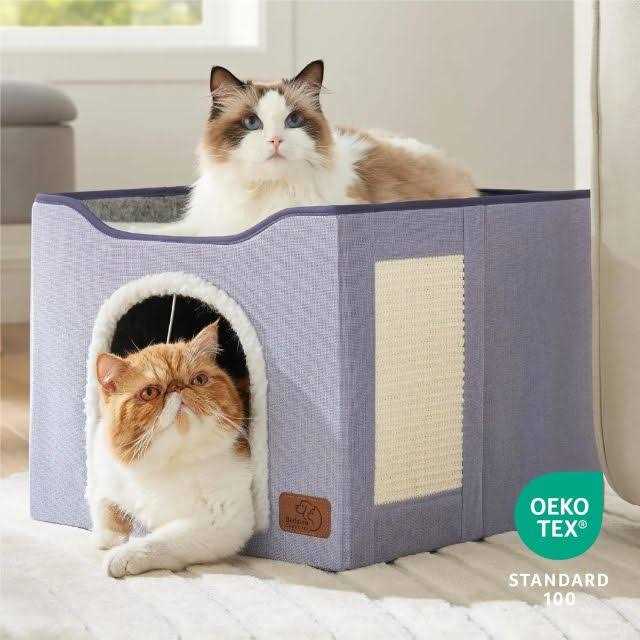Large Cat Cave Bed with Hanging Ball and Scratch Pad E340