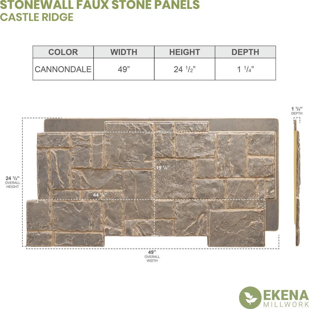 49"W x 24 1/2"H Stacked Stone Faux Siding Panel Z46794