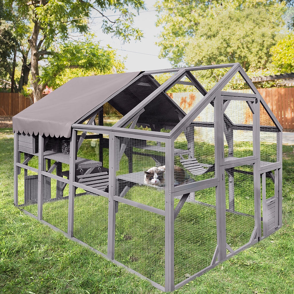 Outdoor Walk-in Catio Enclosure with Bridges and Platforms Y970