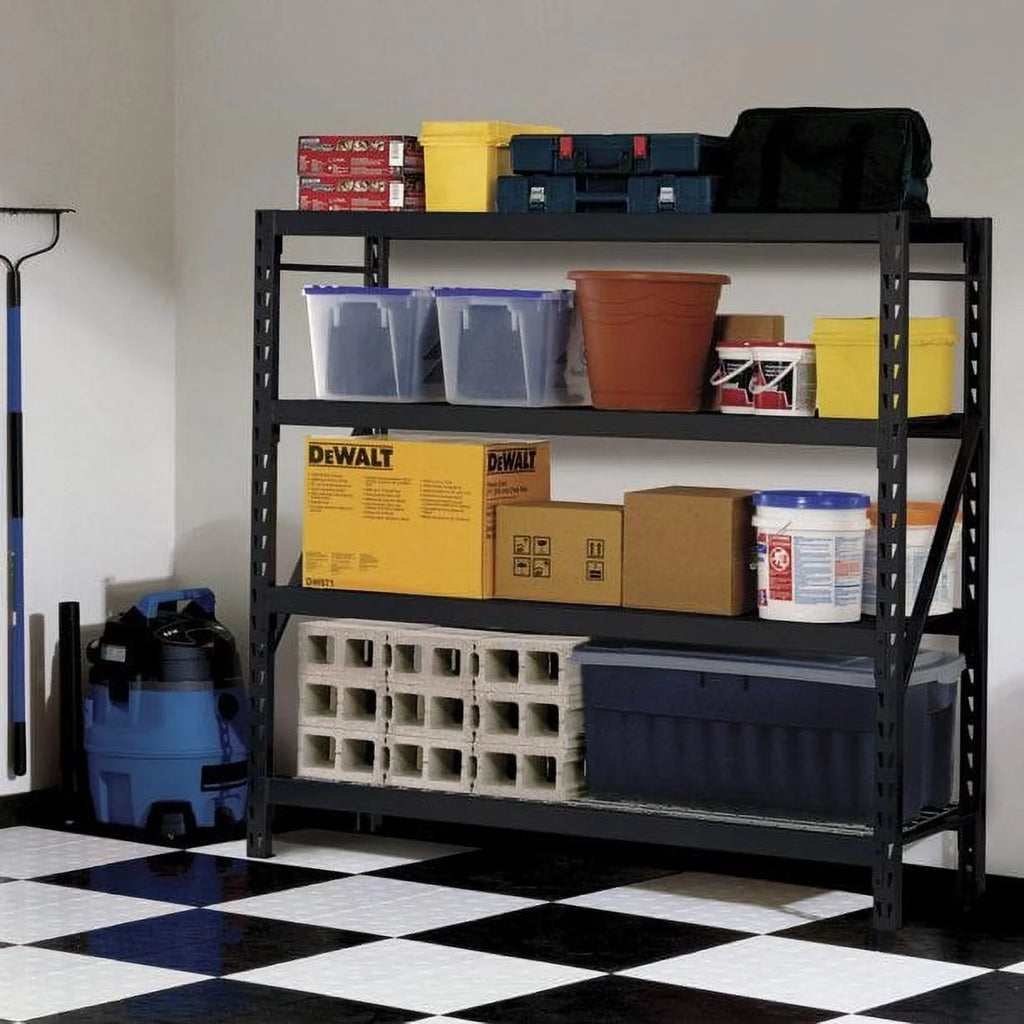 4-Tier Welded Steel Storage Rack, Black X333191