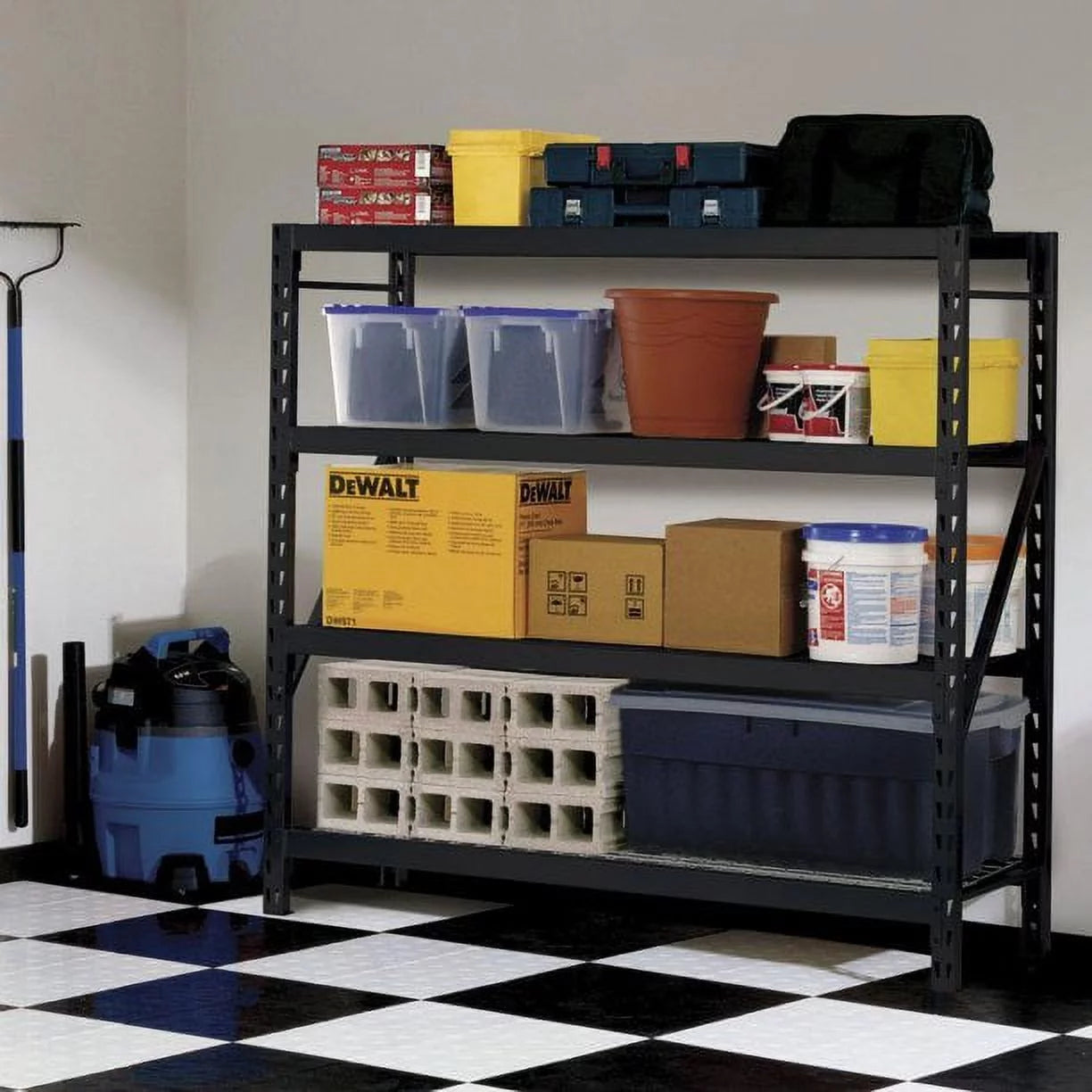 4-Tier Welded Steel Storage Rack, Black X333191