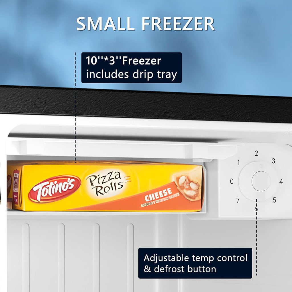 Mini Fridge with Freezer, 1.4 Cu. Ft Compact Refrigerator, Reversible Door, Black H1483