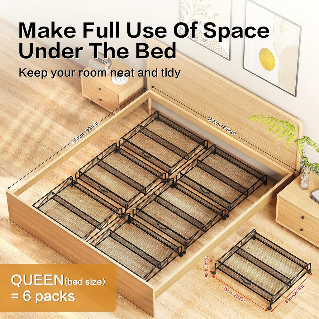 Under Bed Shoe Storage Organizer with Wheels, 2 Pack T9264