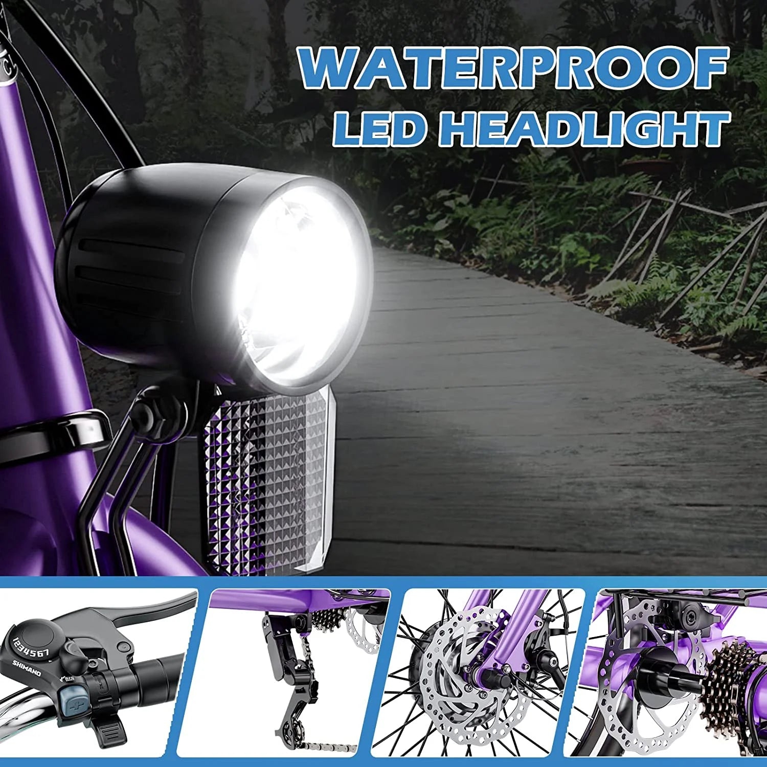 350W Electric Trike 7-Speed 3-Wheel Bicycle for Adults with Rear Basket N8611