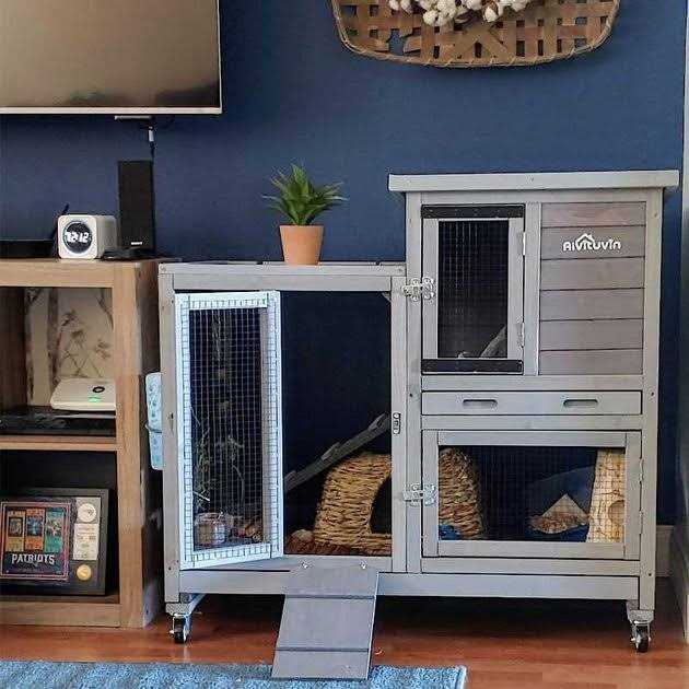 Outdoor Indoor Bunny Hutch with Run S86936