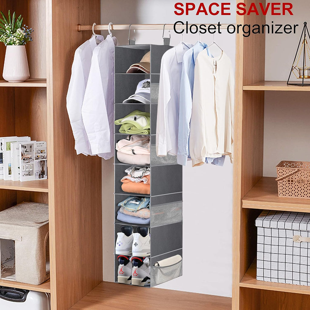 3-Tier Long Shoe Rack for Closet with 8-Shelf Hanging Organizer C3956