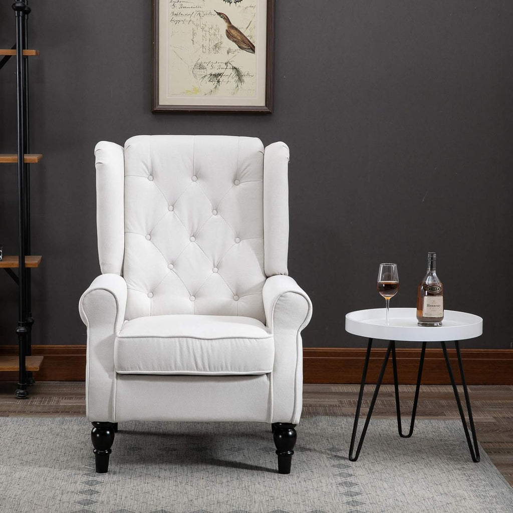 Button-Tufted Accent Chair with High Wingback, Set of 2, Cream White T737
