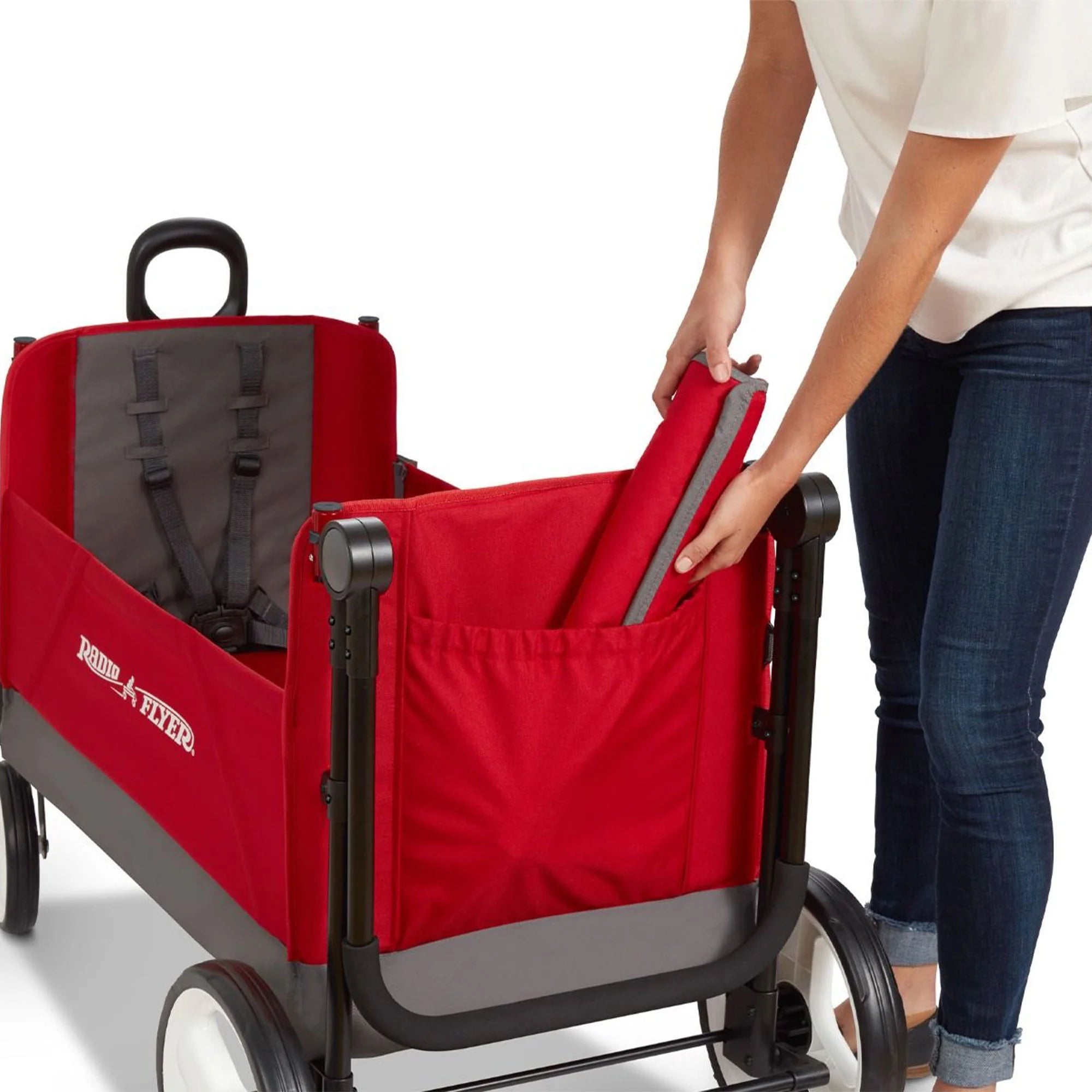 Convertible Stroll N Wagon with Pull & Push Handle, Red/Black T153
