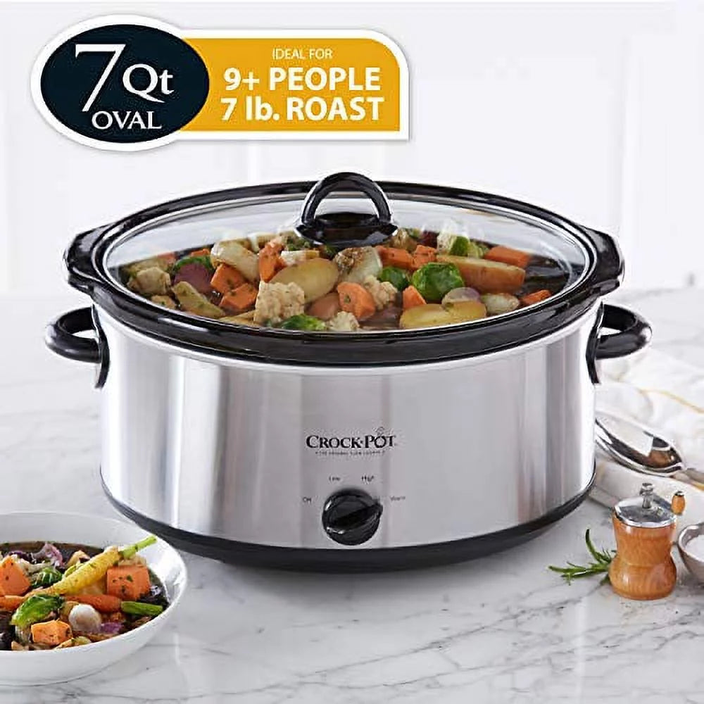 7 Quart Oval Manual Slow Cooker, Stainless Steel Z905