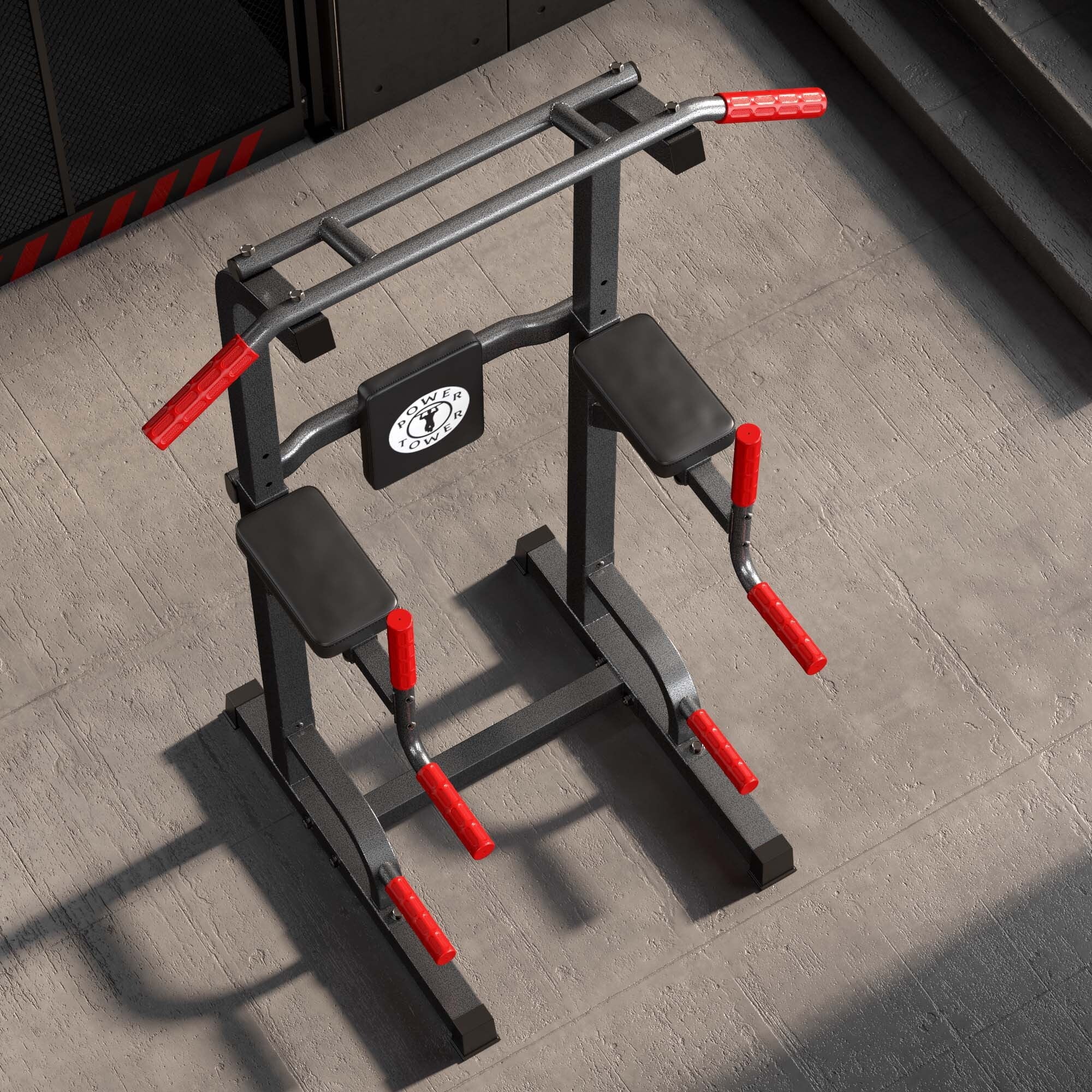 Power Tower Dip Station Pull Up Bar Stand with Adjustable Height W46299