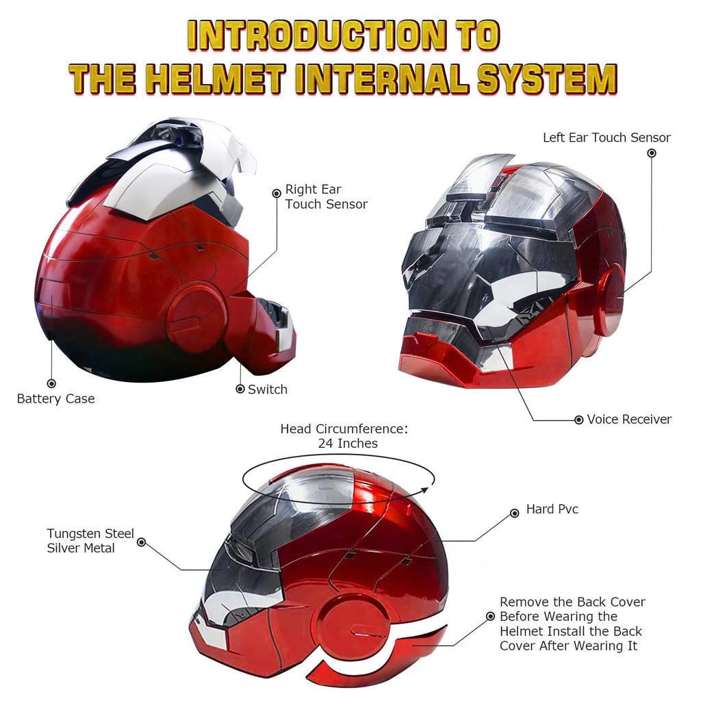 Iron Man Helmet Electronic Wearable Mask with LED Eyes W351