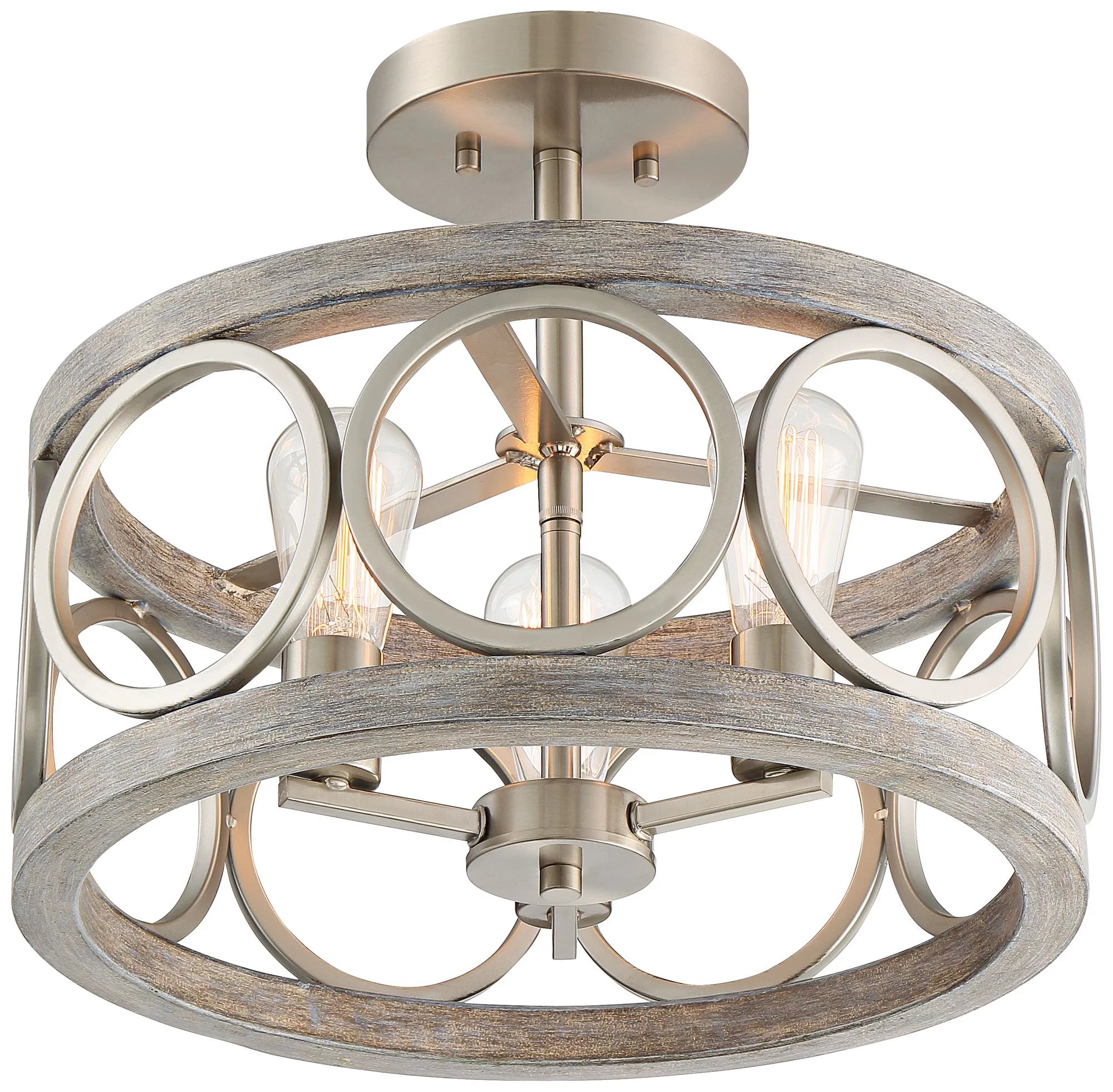 Rustic Farmhouse Semi Flush Mount Ceiling Light 16" Wide 3-Light LED Y84114