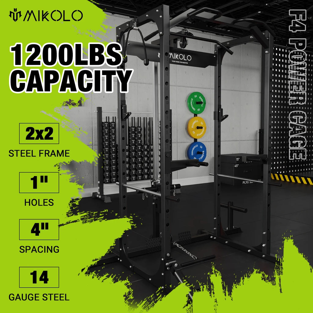 Power Rack Cage with LAT Pulldown System, 1200LBS Capacity, Squat Rack V6973