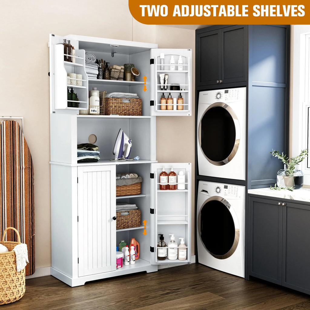 72" Kitchen Pantry Storage Cabinet with Microwave Stand and Shelves L322374