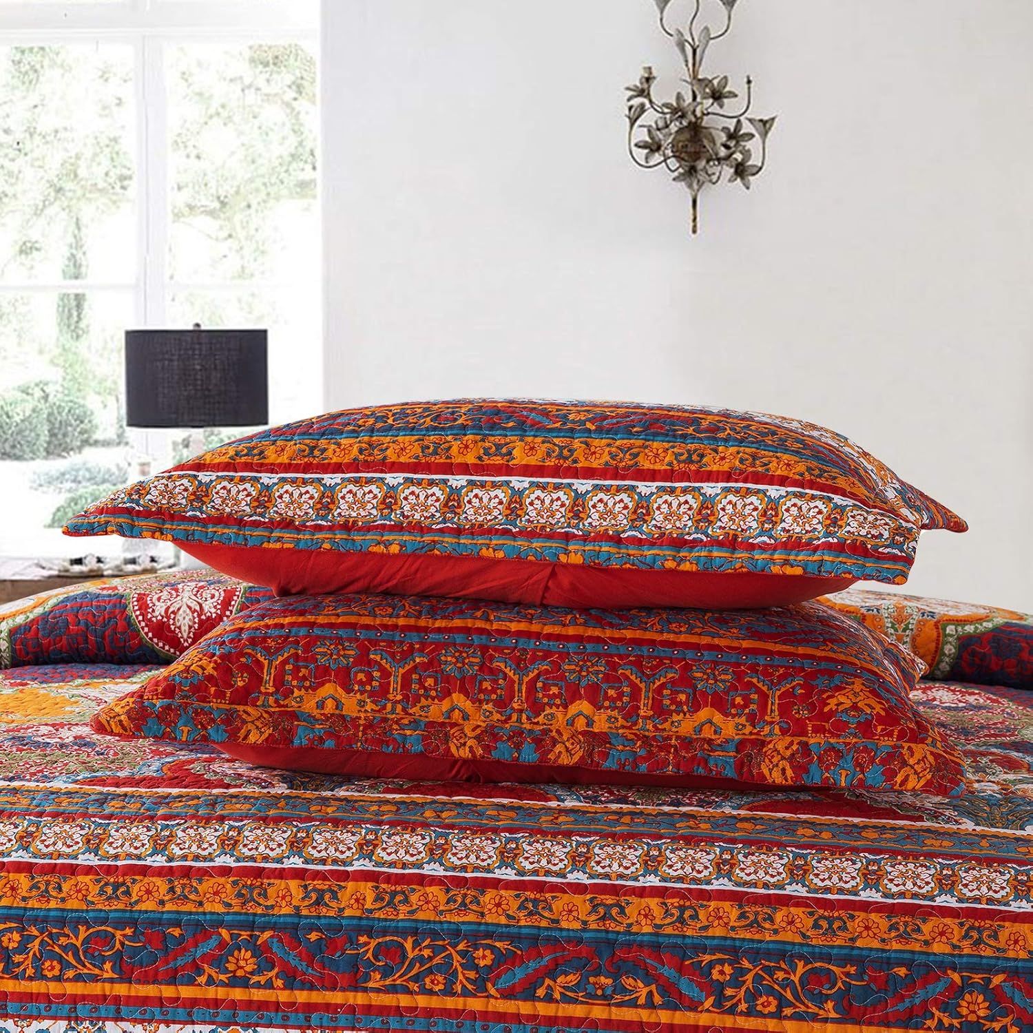 Reversible Cotton Patchwork Bedspread Set J628