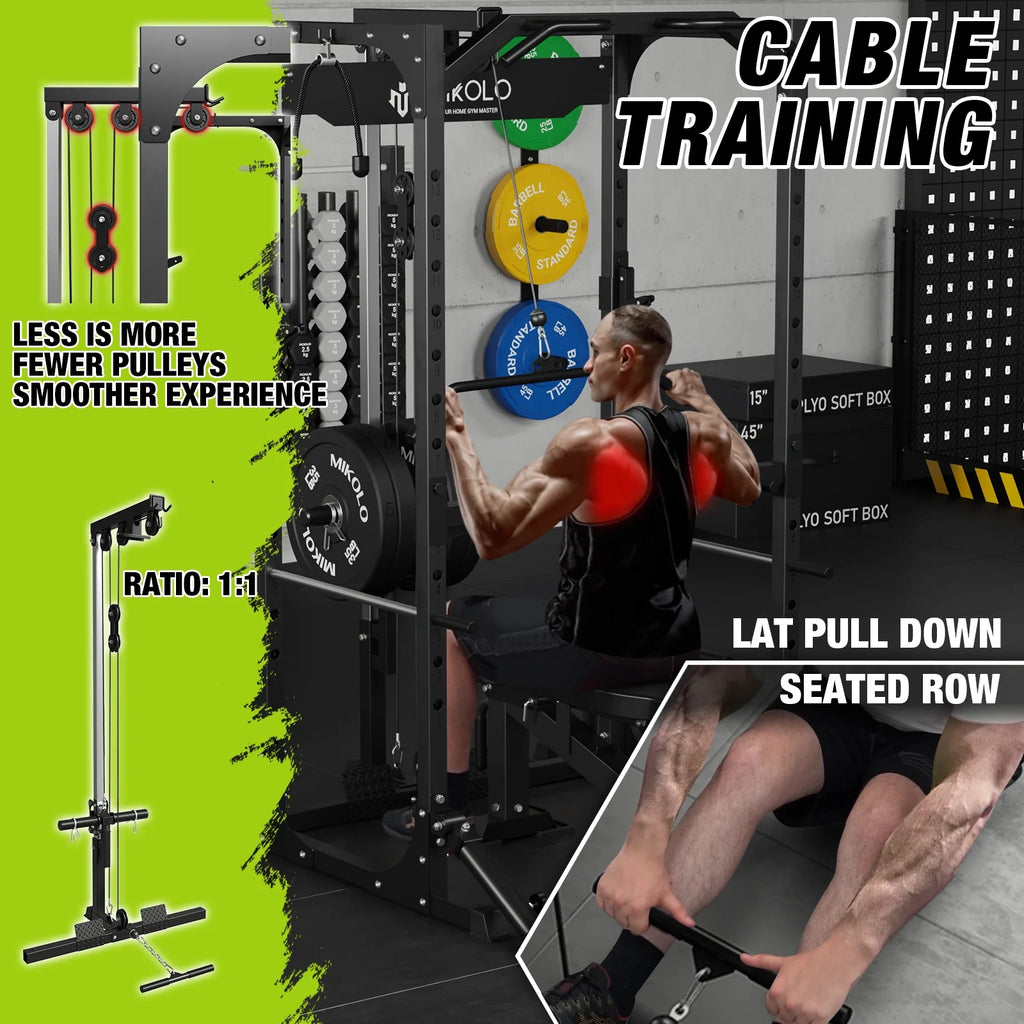 Power Rack Cage with LAT Pulldown System, 1200LBS Capacity, Squat Rack V6973
