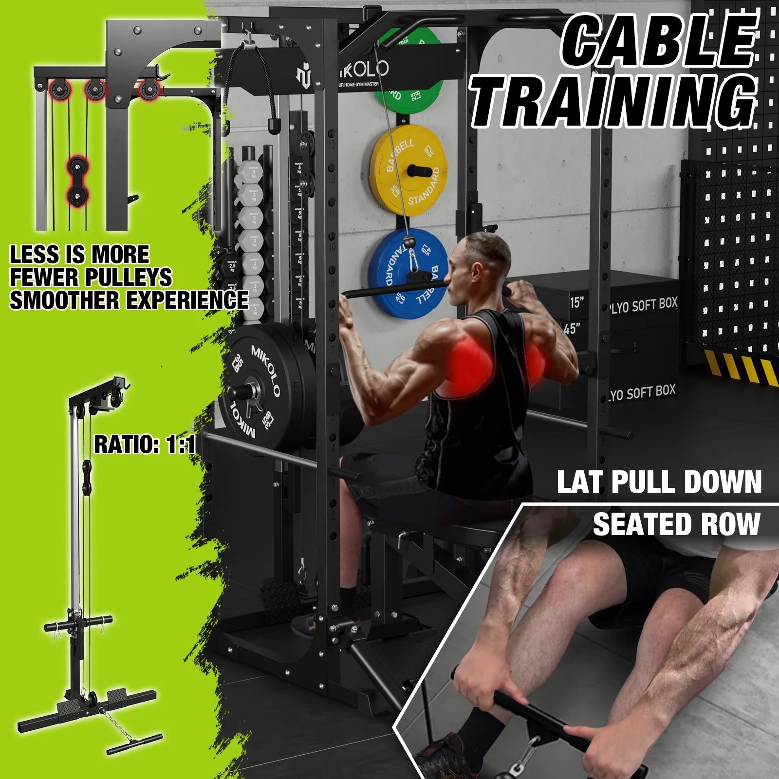 Power Rack Cage with LAT Pulldown System, 1200LBS Capacity, Squat Rack V6973
