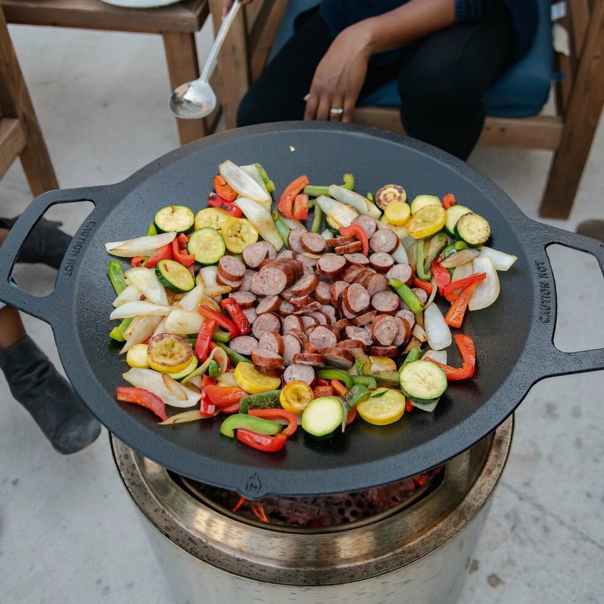 Cast Iron Wok Top for Fire Pit, 18 Inch Stir Fry Pan A942