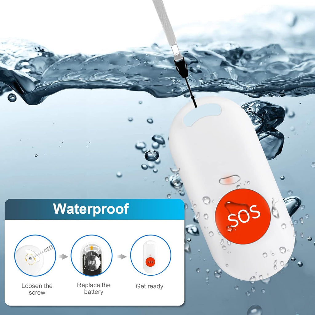 Waterproof SOS Call Button Pager for Elderly Caregiver Alert System O255