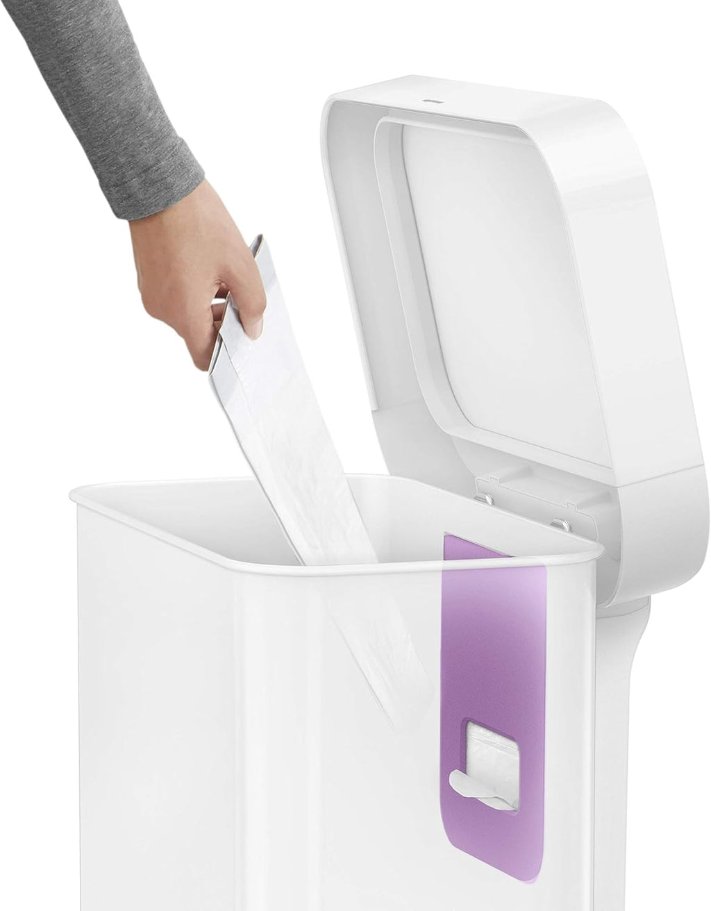 55 Liter Rectangular Kitchen Step Trash Can, White Stainless Steel K8813