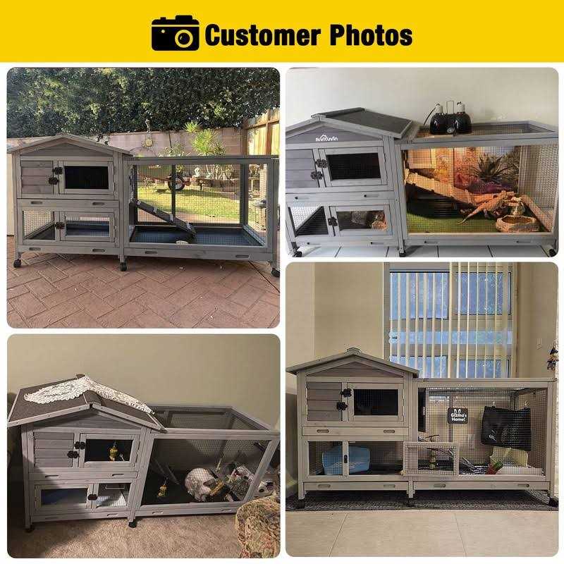 Rabbit Hutch Indoor Cage with Wheels, 3 Pull Out Trays L25283
