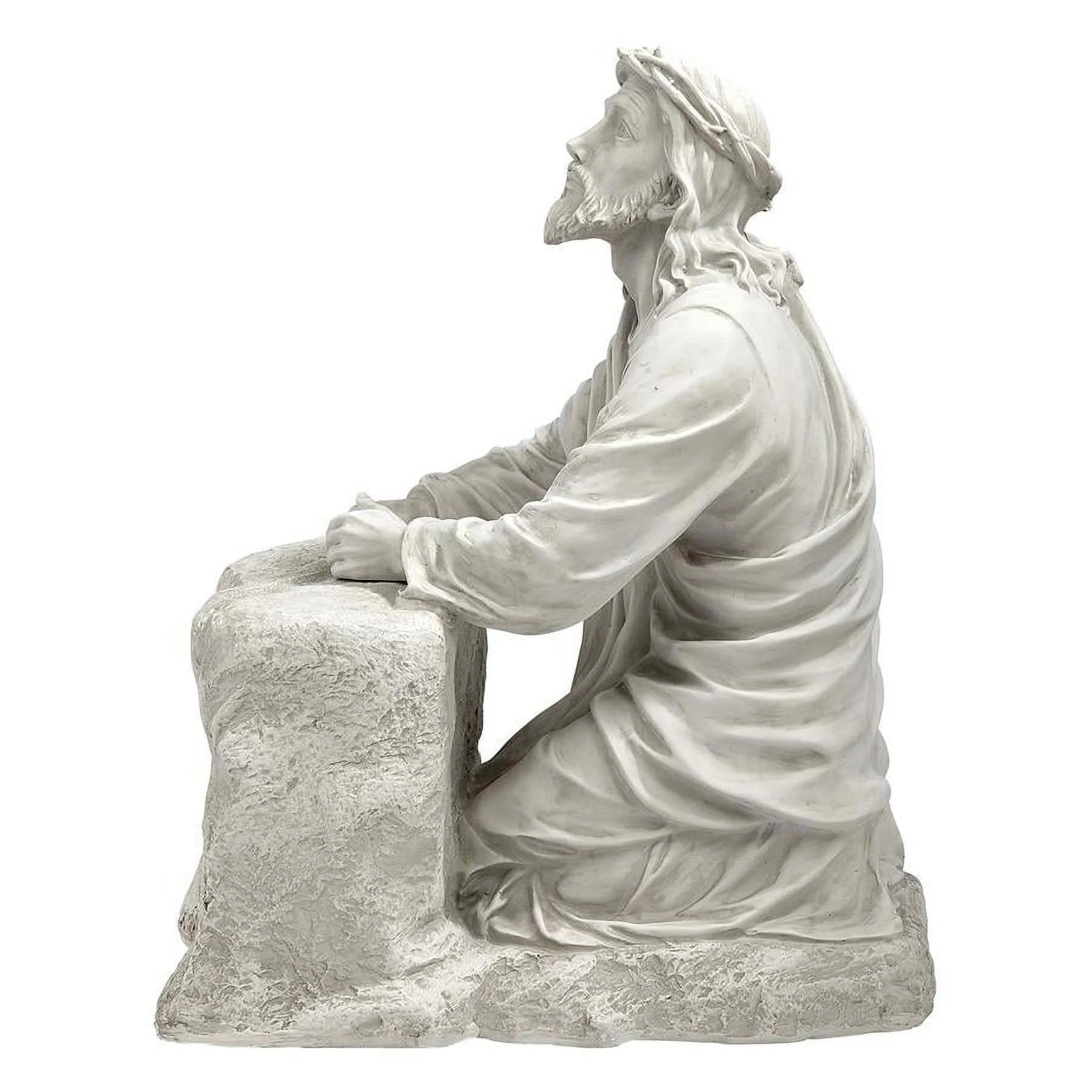 Jesus in the Garden of Gethsemane Religious Garden Statue, 23 Inch, Antique Stone L454