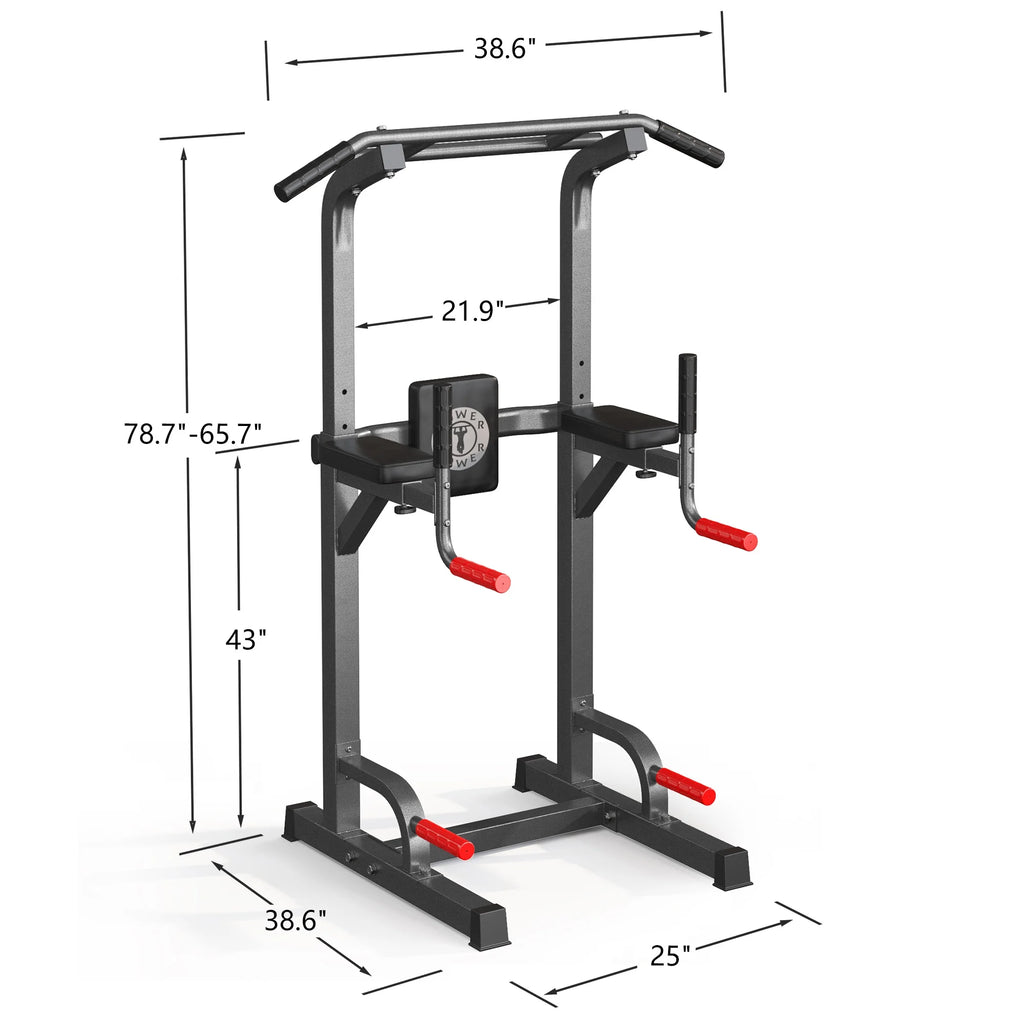 Power Tower Dip Station Pull Up Bar Stand with Adjustable Height W46299