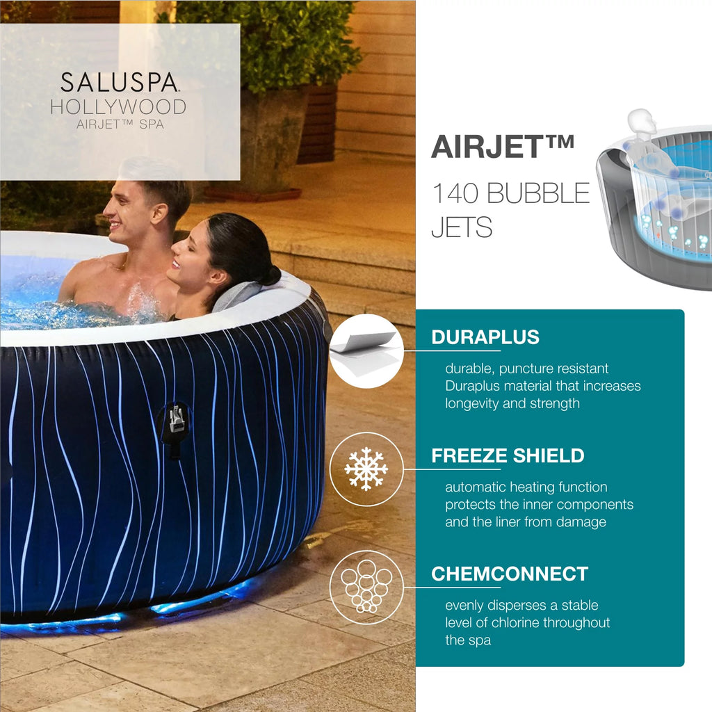 Inflatable Hot Tub with LED Lights, 104°F Max V751546