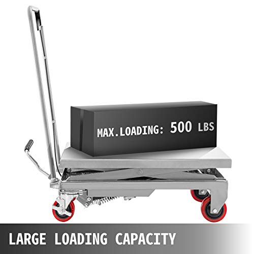 Hydraulic Scissor Lift Cart, 500 lbs Capacity, 28.5-Inch Lifting Height, Manual Foot Pump N737