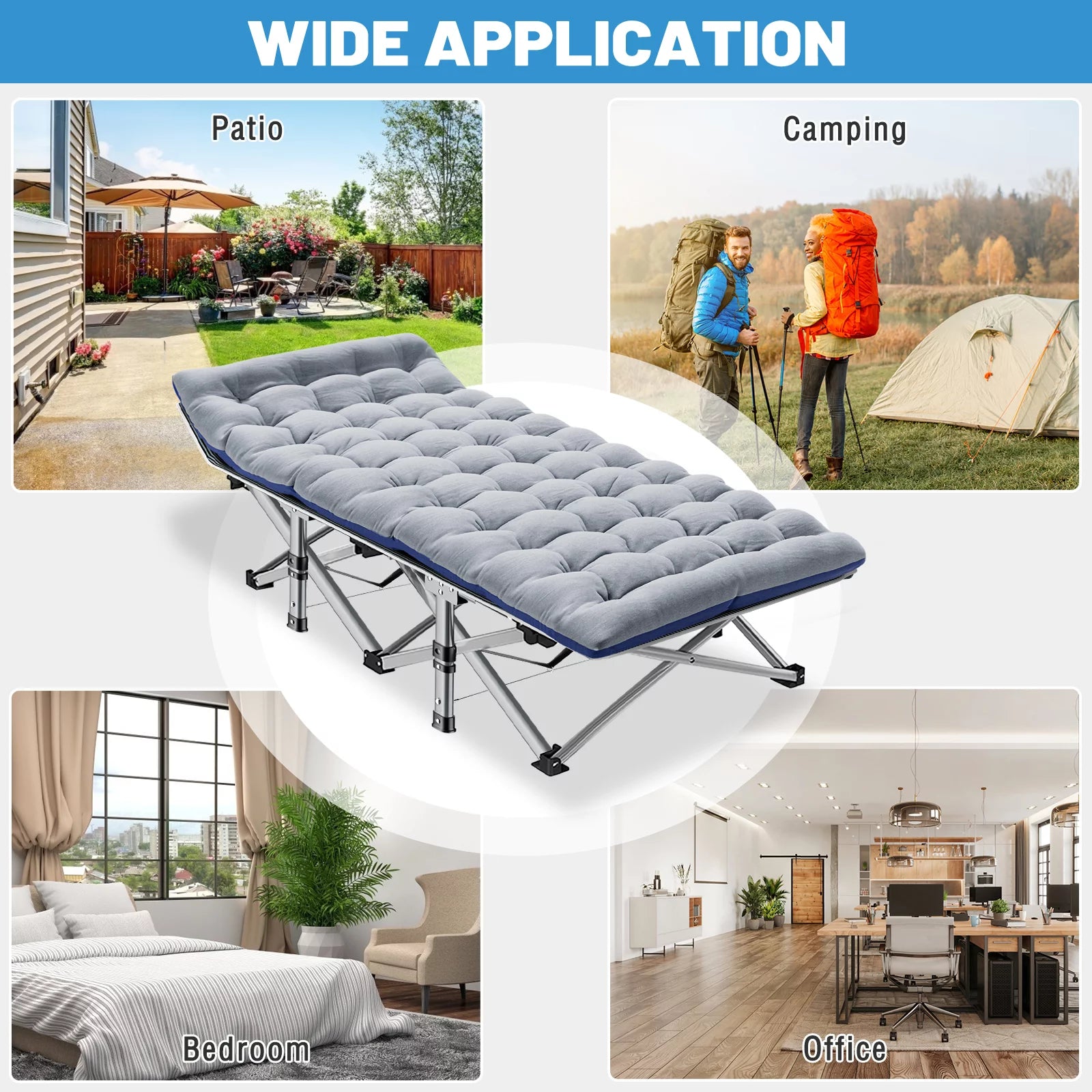 Camping Cot for Adults, Portable Folding Bed with Mattress and Carry Bag P392456