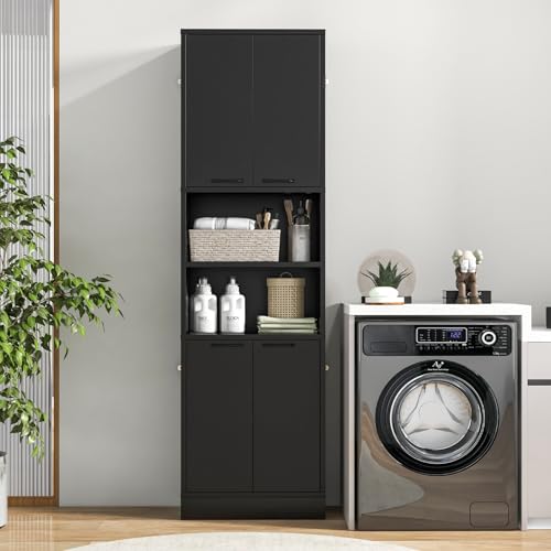 Bathroom Storage Cabinet with 4 Doors and 2 Open Shelves Q999