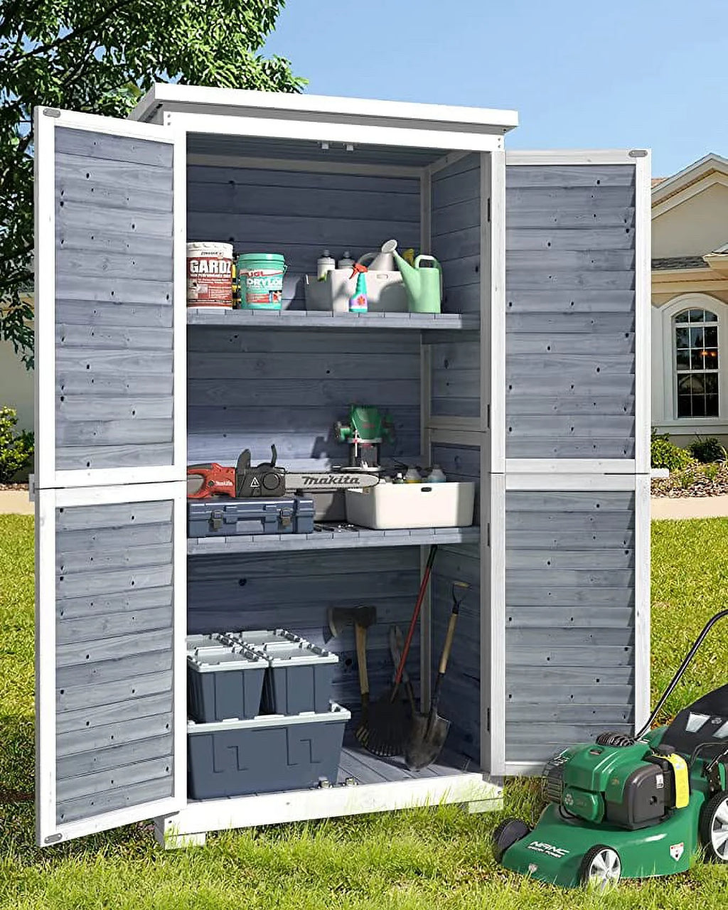 Outdoor Storage Cabinet Garden Shed with Asphalt Roof F332