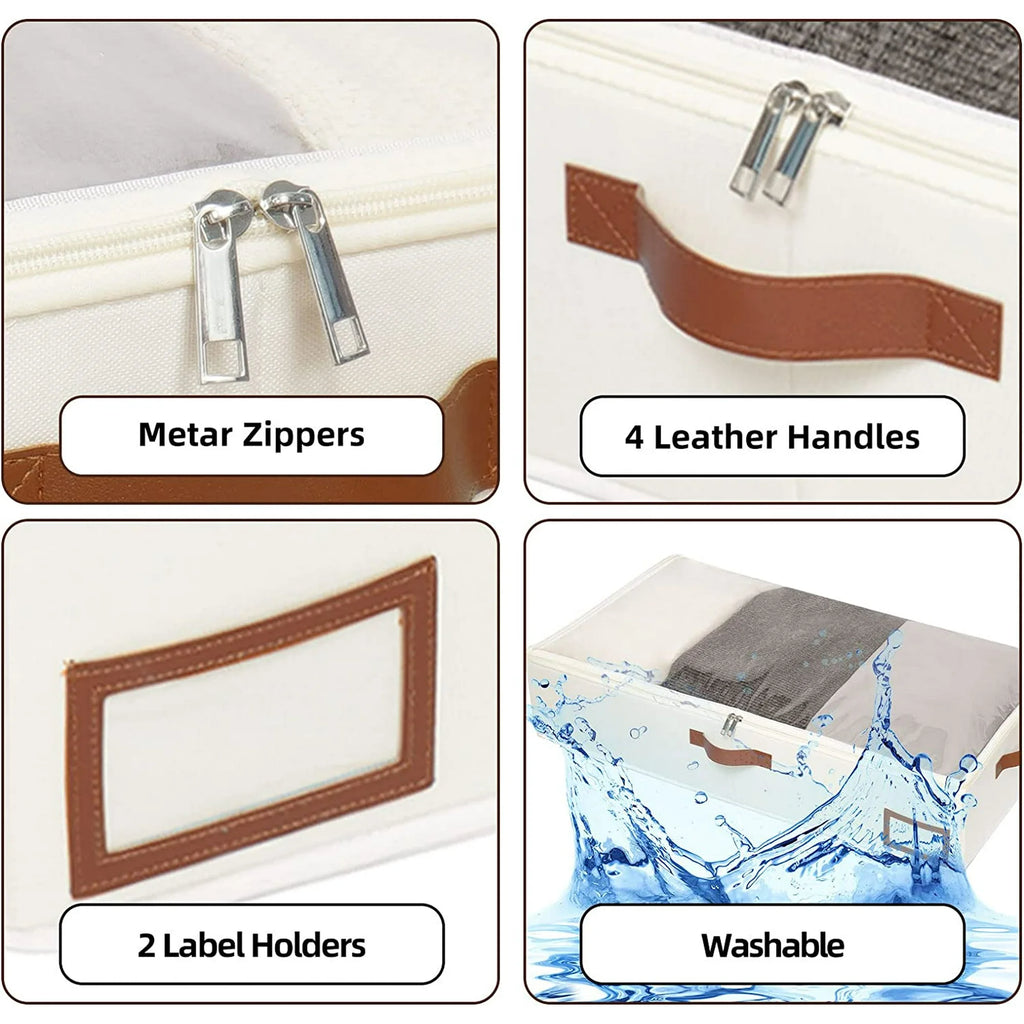 Under Bed Storage Box, Collapsible with Handles, Beige F51057