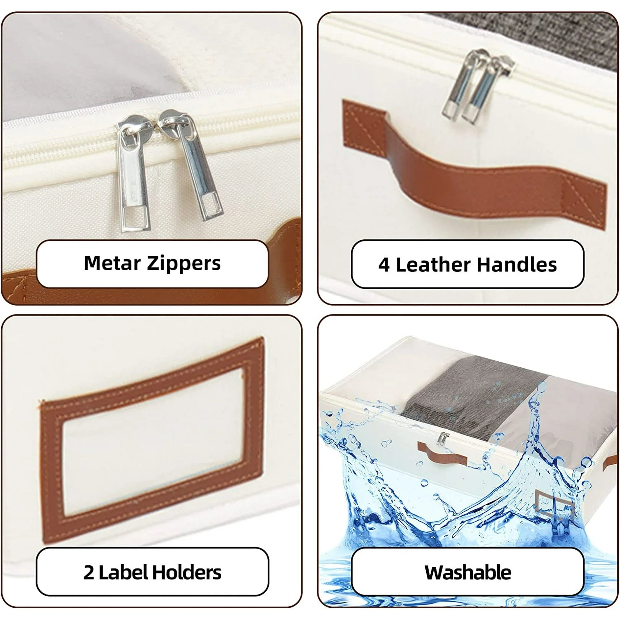 Under Bed Storage Box, Collapsible with Handles, Beige F51057