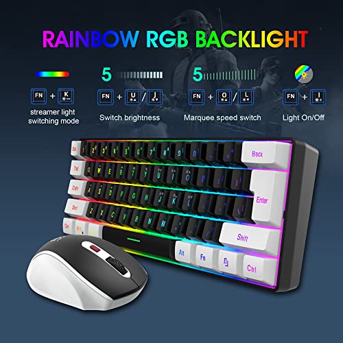 Wireless Gaming Keyboard and Mouse Combo, 2.4G Mini Mechanical Feel, Ergonomic Vertical Mouse M6643