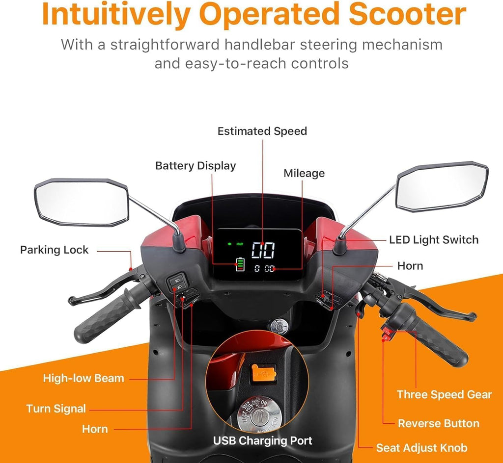 4 Wheel Mobility Scooter for Seniors, 500lbs Capacity, 36-Mile Range K276476