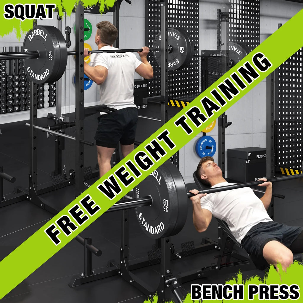 Power Rack Cage with LAT Pulldown System, 1200LBS Capacity, Squat Rack V6973